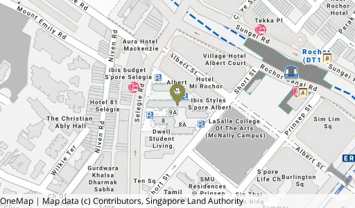 Location map of Blk 9 Selegie Rd, a HDB resale block in Central Area, Singapore