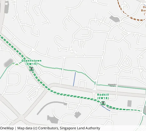 Map of the area around Blk 90 Dawson Rd in Queenstown, showing 400 m and 1 km rings and 1 primary school within 1 km
