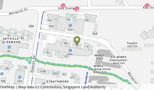 Location map of Blk 90 Dawson Rd, a HDB resale block in Queenstown, Singapore