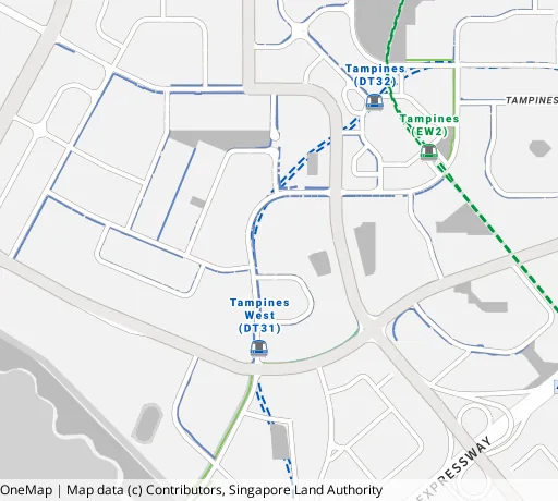 Map of the area around Blk 912 Tampines St 91 in Tampines, showing 400 m and 1 km rings and 3 primary schools within 1 km