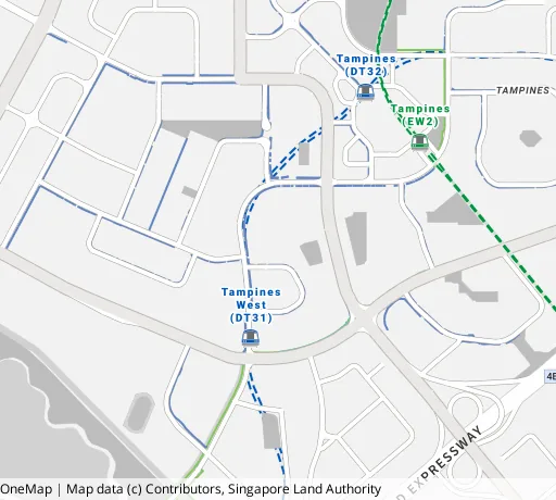 Map of the area around Blk 914 Tampines St 91 in Tampines, showing 400 m and 1 km rings and 3 primary schools within 1 km