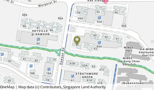 Location map of Blk 92 Dawson Rd, a HDB resale block in Queenstown, Singapore