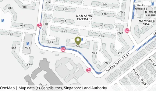 Location map of Blk 920 Jurong West St 92, a HDB resale block in Jurong West, Singapore