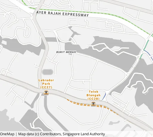 Map of the area around Blk 92B Telok Blangah St 31 in Bukit Merah, showing 400 m and 1 km rings and 1 primary school within 1 km