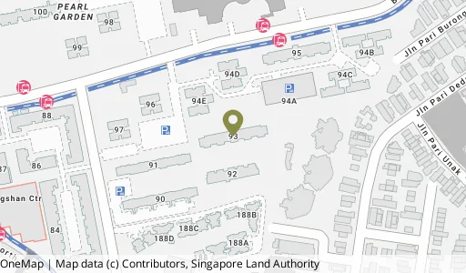 Location map of Blk 93 Bedok Nth Ave 4, a HDB resale block in Bedok, Singapore