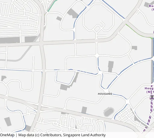 Map of the area around Blk 932A Hougang Ave 9 in Hougang, showing 400 m and 1 km rings and 5 primary schools within 1 km