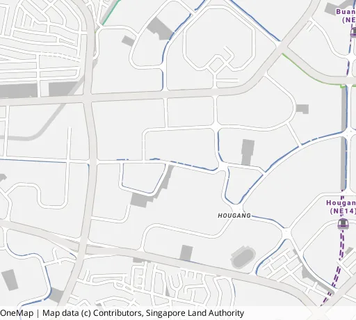 Map of the area around Blk 932B Hougang Ave 9 in Hougang, showing 400 m and 1 km rings and 5 primary schools within 1 km