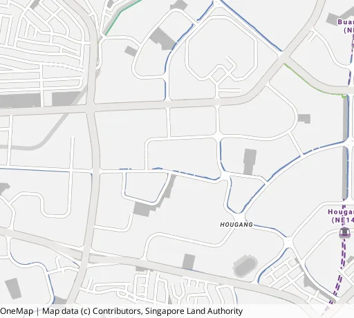 Map of the area around Blk 933A Hougang Ave 9 in Hougang, showing 400 m and 1 km rings and 5 primary schools within 1 km