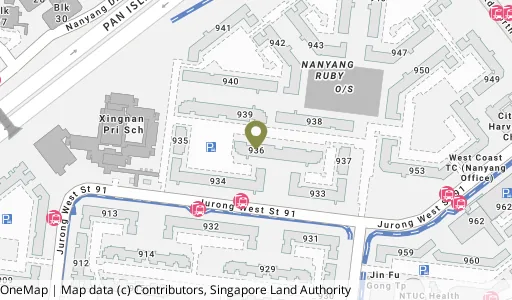 Location map of Blk 936 Jurong West St 91, a HDB resale block in Jurong West, Singapore