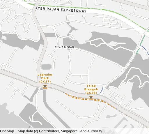 Map of the area around Blk 93A Telok Blangah St 31 in Bukit Merah, showing 400 m and 1 km rings and 1 primary school within 1 km