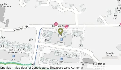 Location map of Blk 95 Dawson Rd, a HDB resale block in Queenstown, Singapore