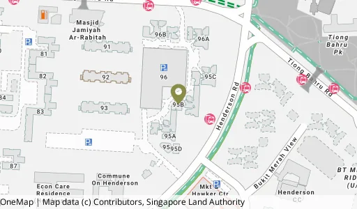 Location map of Blk 95B Henderson Rd, a HDB resale block in Bukit Merah, Singapore