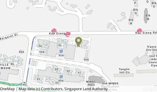 Location map of Blk 96 Dawson Rd, a HDB resale block in Queenstown, Singapore