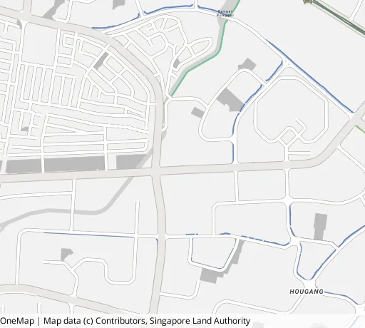 Map of the area around Blk 987B Buangkok Green in Hougang, showing 400 m and 1 km rings and 3 primary schools within 1 km