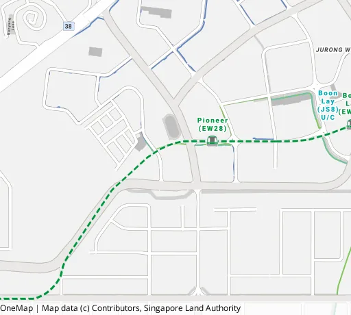 Map of the area around Blk 987C Jurong West St 93 in Jurong West, showing 400 m and 1 km rings and 2 primary schools within 1 km