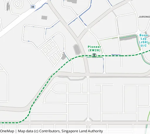 Map of the area around Blk 989A Jurong West St 93 in Jurong West, showing 400 m and 1 km rings and 2 primary schools within 1 km