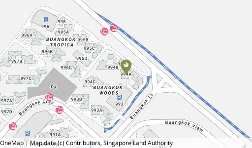 Location map of Blk 994A Buangkok Link, a HDB resale block in Hougang, Singapore