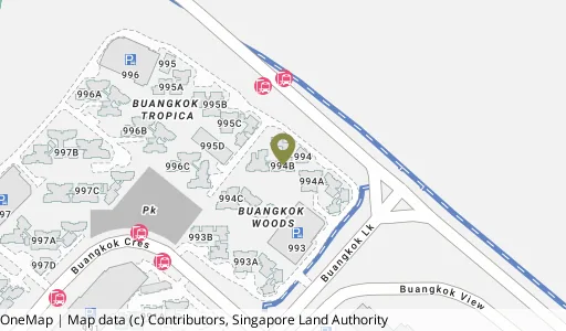 Location map of Blk 994B Buangkok Link, a HDB resale block in Hougang, Singapore