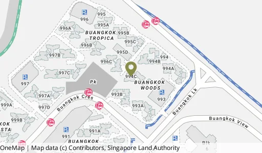 Location map of Blk 994C Buangkok Link, a HDB resale block in Hougang, Singapore