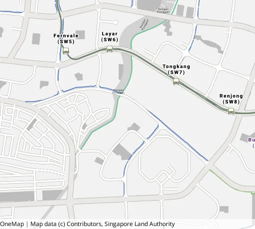 Map of the area around Blk 996A Buangkok Cres in Hougang, showing 400 m and 1 km rings and 2 primary schools within 1 km