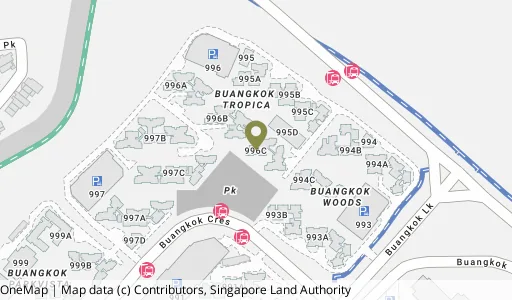 Location map of Blk 996C Buangkok Cres, a HDB resale block in Hougang, Singapore