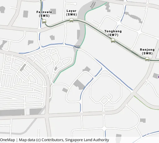 Map of the area around Blk 997A Buangkok Cres in Hougang, showing 400 m and 1 km rings and 4 primary schools within 1 km