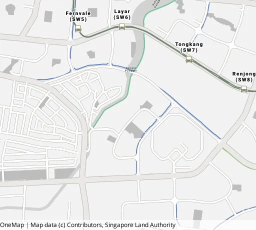 Map of the area around Blk 999B Buangkok Cres in Hougang, showing 400 m and 1 km rings and 4 primary schools within 1 km