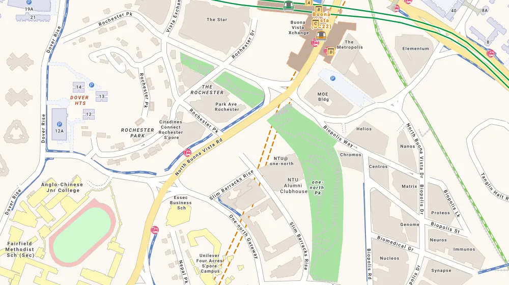 Location map of Blossoms By The Park, a condominium in Clementi, Singapore, with the nearest condos numbered