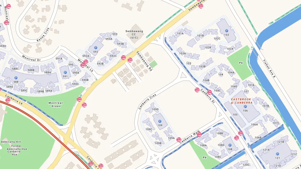 Location map of Canberra Crescent Residences, a condominium in Yishun, Singapore
