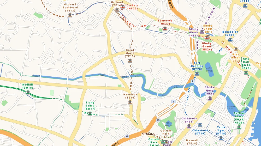 Map of the area around Centennia Suites in Orchard, showing 400 m and 1 km rings and 1 primary school within 1 km