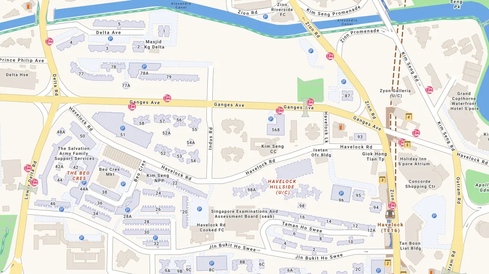 Location map of Emerald Park, a condominium in Tiong Bahru, Singapore, with the nearest condos numbered