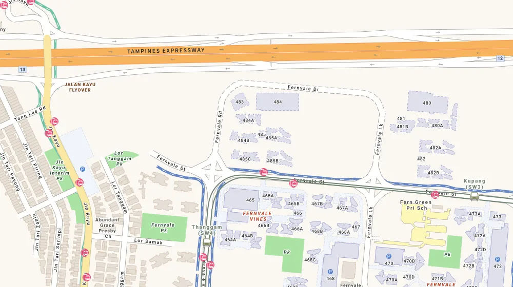 Location map of Fernvale Oasis, a bto project in Sengkang, Singapore