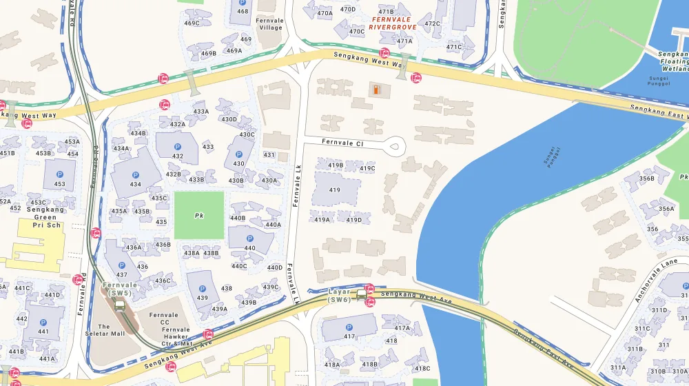 Location map of Fernvale Sails, a bto project in Sengkang, Singapore