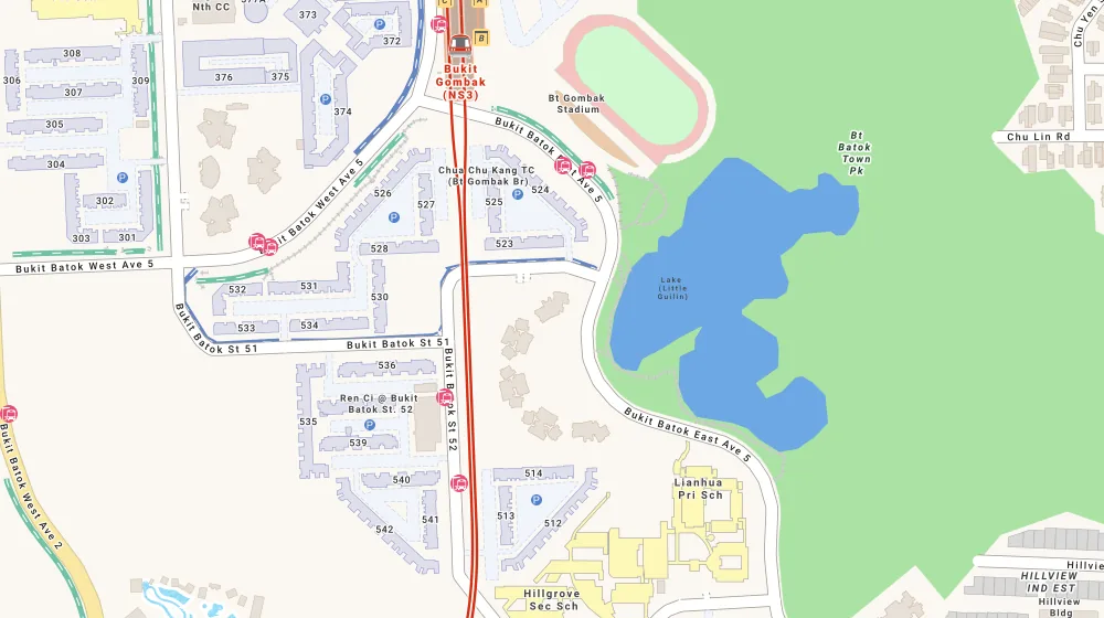 Location map of Guilin View, a condominium in Bukit Batok, Singapore
