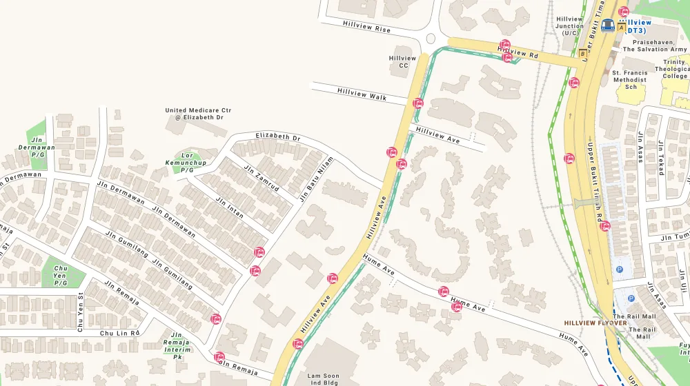 Location map of Hillvista, a condominium in Bukit Batok, Singapore, with the nearest condos numbered