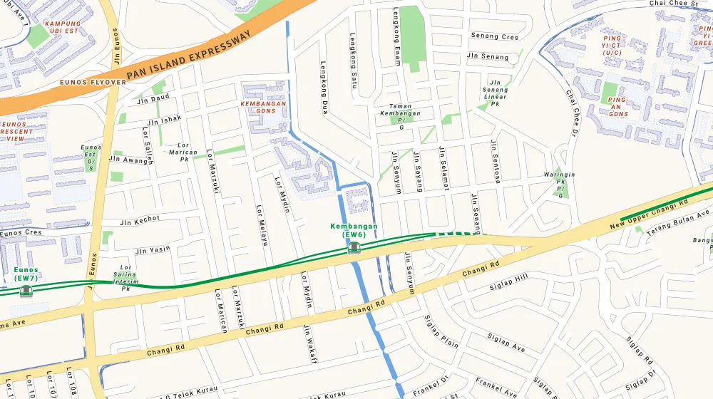 Location map of Kembangan Wave, a bto project in Bedok, Singapore