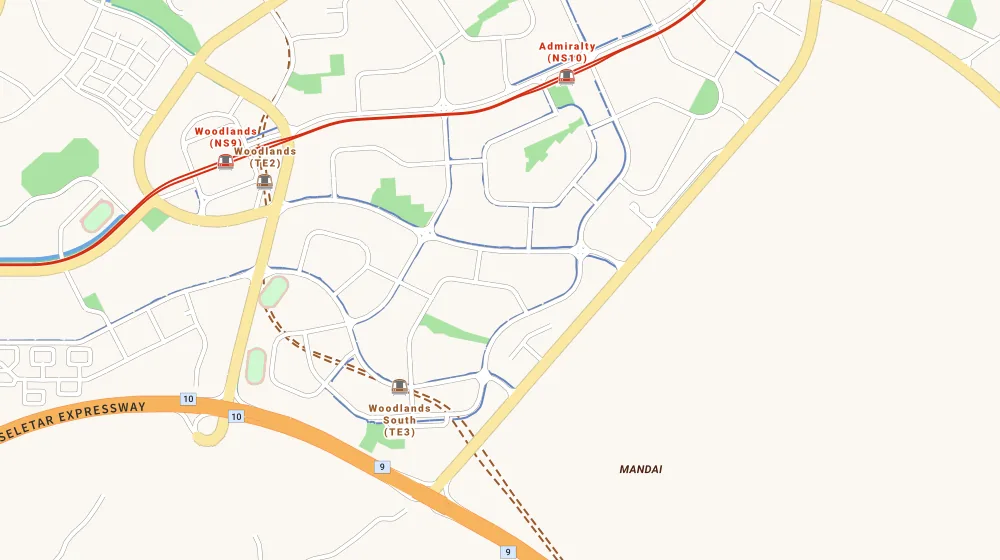 Map of the area around La Casa in Kranji, showing 400 m and 1 km rings and 4 primary schools within 1 km