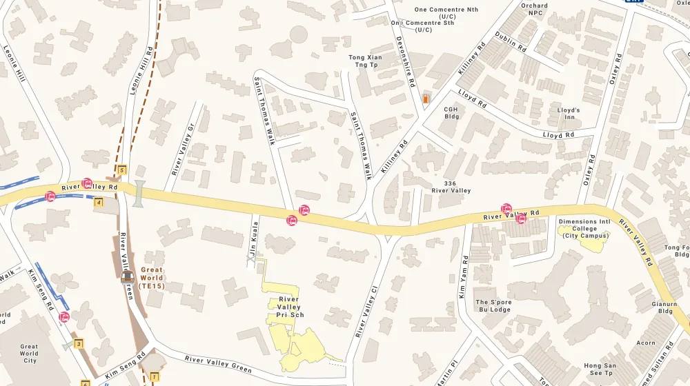 Location map of La Crystal, an apartment in Orchard, Singapore, with the nearest condos numbered