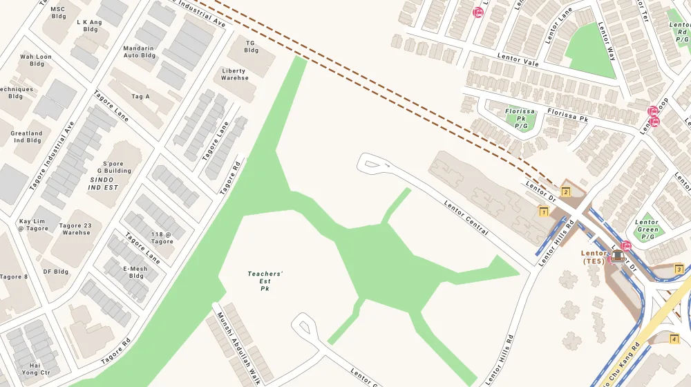 Location map of Lentor Central Residences, a condominium in Upper Thomson, Singapore
