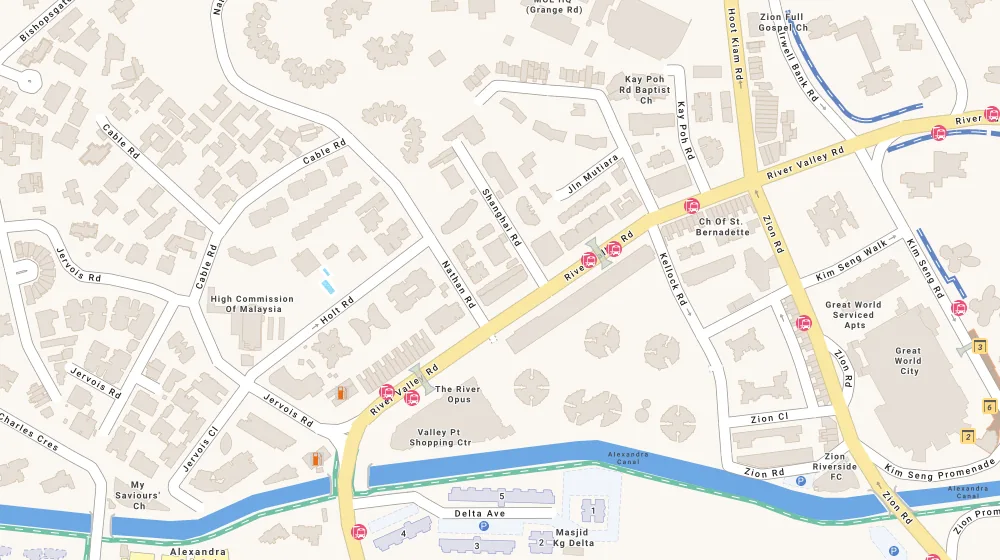 Location map of Loft @ Nathan, an apartment in Bukit Timah, Singapore, with the nearest condos numbered