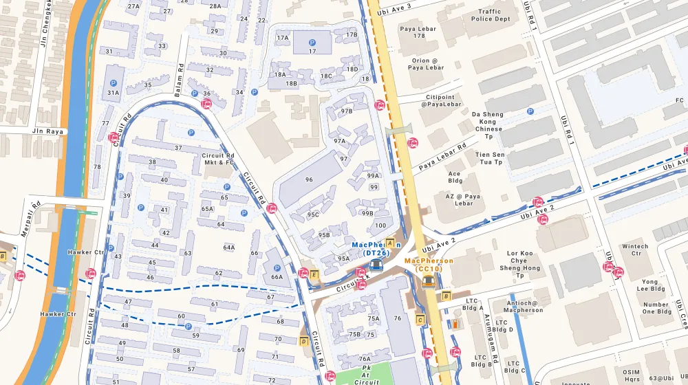 Location map of MacPherson Weave, a bto project in Geylang, Singapore