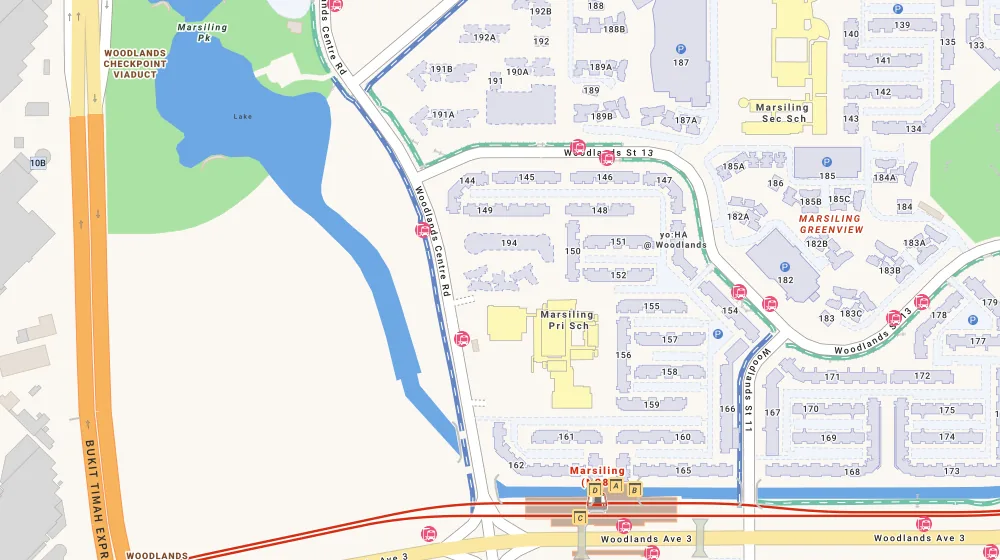 Location map of Marsiling Ridge, a bto project in Woodlands, Singapore