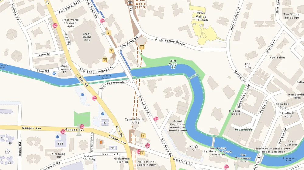 Location map of Mirage Tower, a condominium in Orchard, Singapore, with the nearest condos numbered