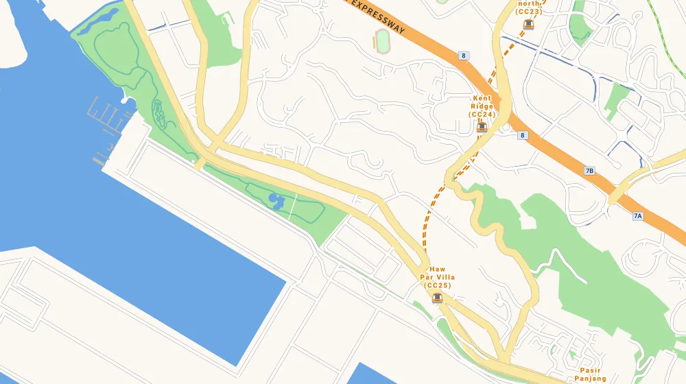Map of the area around Murano in Clementi, showing 400 m and 1 km rings