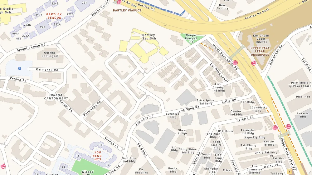 Location map of Oasis Garden, a condominium in Serangoon, Singapore, with the nearest condos numbered
