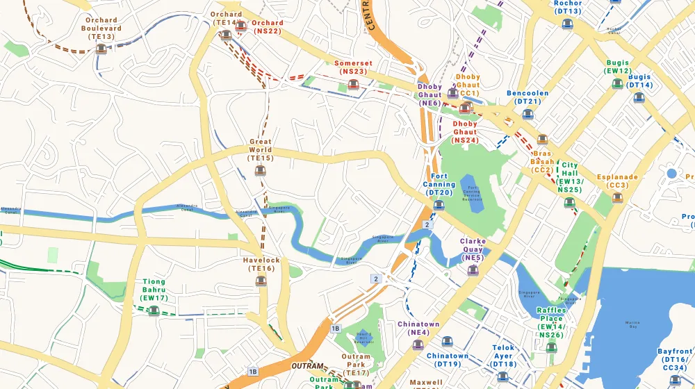 Map of the area around Oleanas Residence in Orchard, showing 400 m and 1 km rings and 1 primary school within 1 km