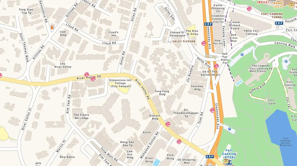 Location map of Oxley Edge, an apartment in Orchard, Singapore, with the nearest condos numbered