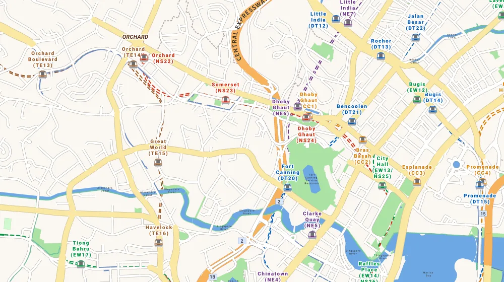 Map of the area around Oxley Residence in Orchard, showing 400 m and 1 km rings and 2 primary schools within 1 km