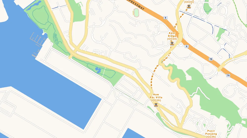 Map of the area around Palm Mansions in Clementi, showing 400 m and 1 km rings