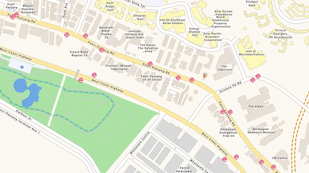 Location map of Palm Mansions, an apartment in Clementi, Singapore, with the nearest condos numbered
